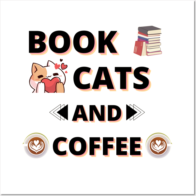 Book Cats And Coffee Wall Art by DMS DESIGN